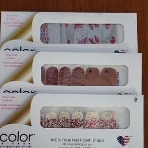 Color Street Nail Strips - Pink, Red, and White Patterns